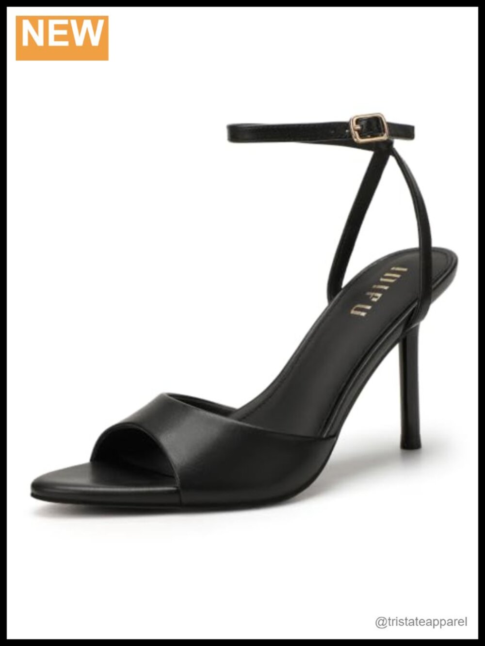 IDIFU Womens Pointed Open Toe Stiletto Heeled Sandals 3.4in Ankle Strap